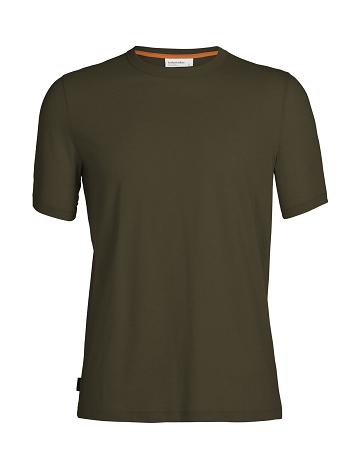 Icebreaker Tencel Bomull Korta Sleeve T-shirt Herr Olivgröna | SE 1751UZGT